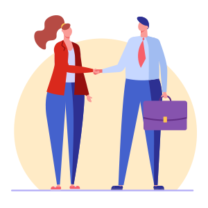illustration of business man shaking hands with woman